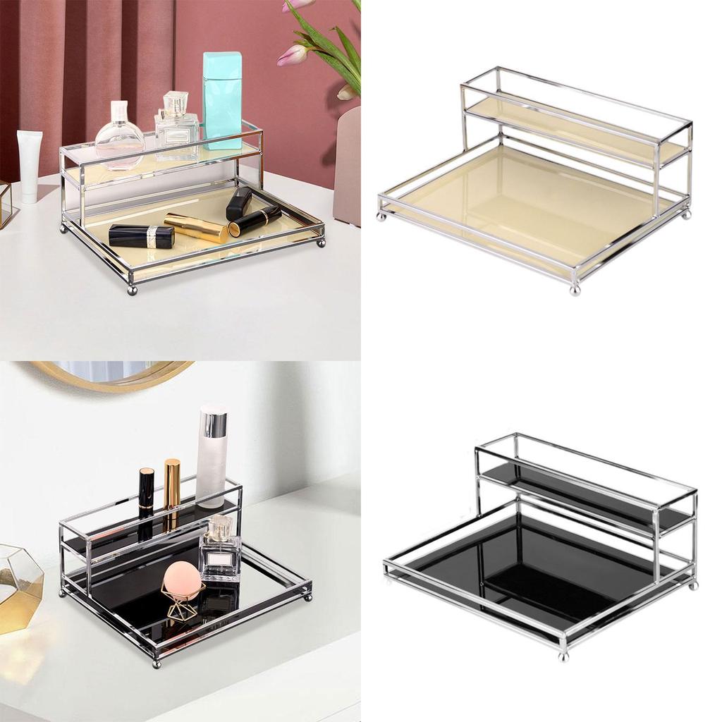 Double-layer Storage Tray 2-layer Storage Shelf Acrylic Storage Rack