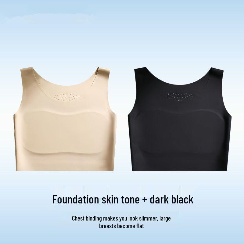 Seamless Chest Binding Sports Bra: Anti-Sag, Gather Underarm Fat, Super Flat Design for Larger Busts.