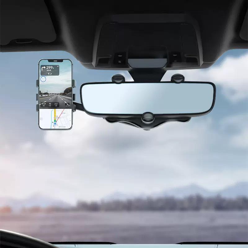 Universal 360° Rotating Rearview Mirror Phone Holder for Cars & Trucks
