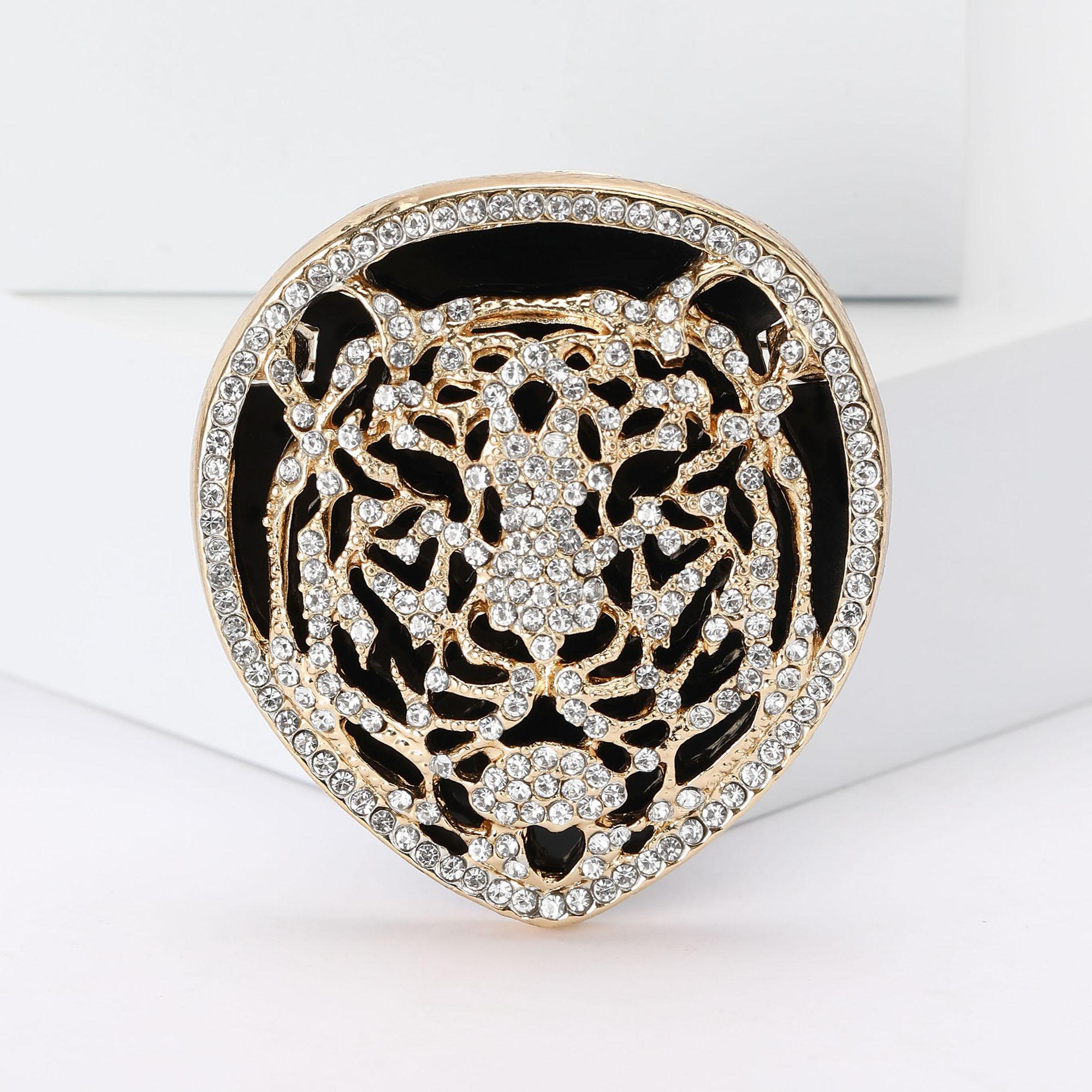 Stylish Rhinestone Tiger Head Brooches for Women Unisex Animal Pins Friend Event Party New Gifts Jewelry Decoration Accessories