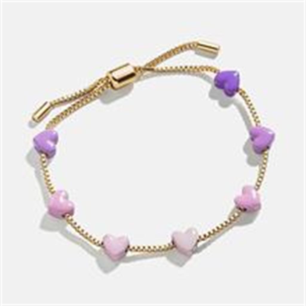Valentine's Day children's colorful heart gradient bracelet ins fashionable and cute plated with real gold