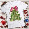 KIDS Watercolor Tree With Pink Bow Christmas Tree T-Shirt Tee #MC