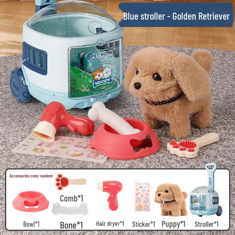 

Электрическая плюшевая кукла-щенок: Ходячая, Лающая Развивающая Игрушка Коляска для Детей