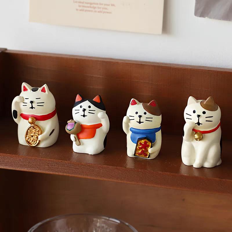 Japanese Style Mini Lucky Cat Ornaments - Trendy Zakka Crafts & Play Figures