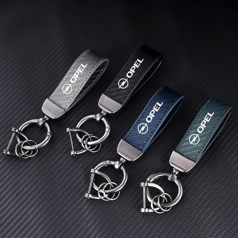 Carbon Fiber Car Keychain Key Chain Ring Metal Leather For Opel Insignia Zafira B Vectra C B Mokka Vectra Astra H G J Corsa D