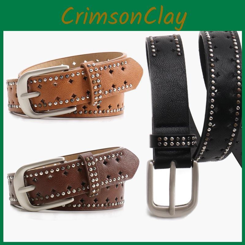 Color Solid Fashion Rivet Decoration Women Casual Wide Belt For Daily Use