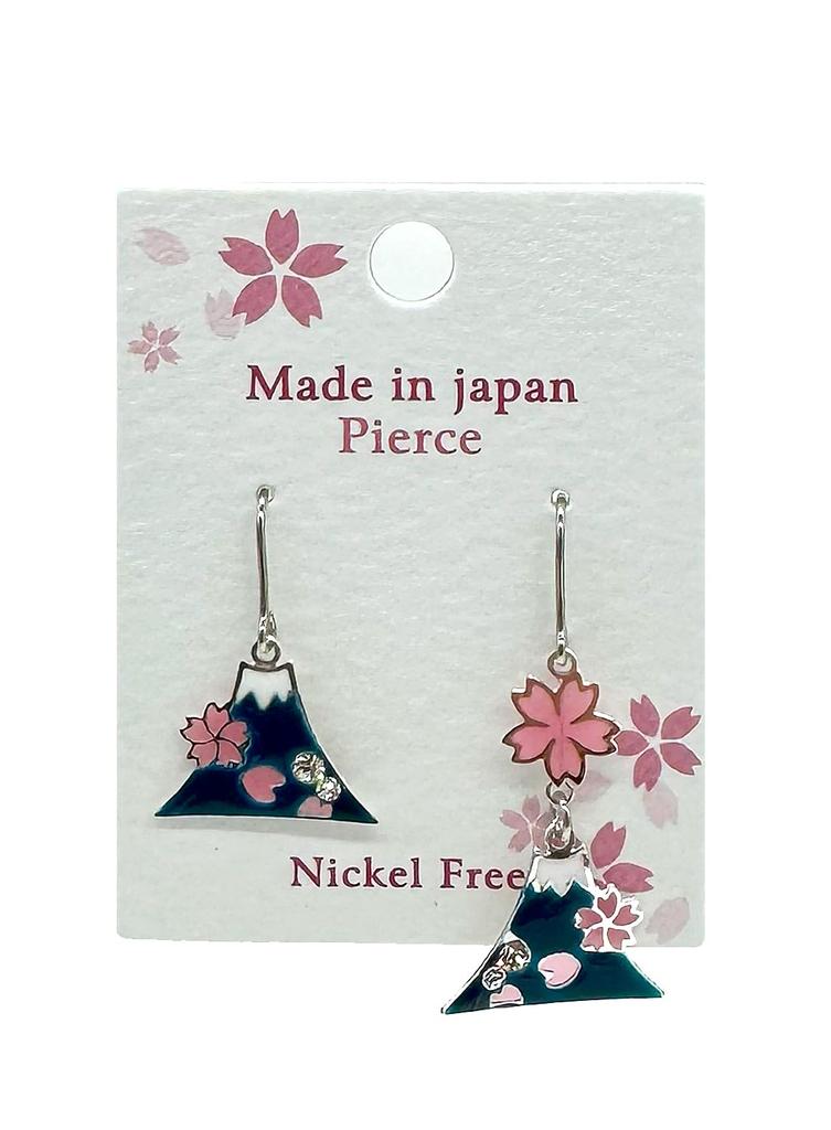 Shop Cherry Japanese Metal Light Made In Japan Acc26 E Fuji Sakura G [Jewelry M] Women's Earrings, Non-hole, Resin, Mt. Fuji, Blossoms, Pattern,
