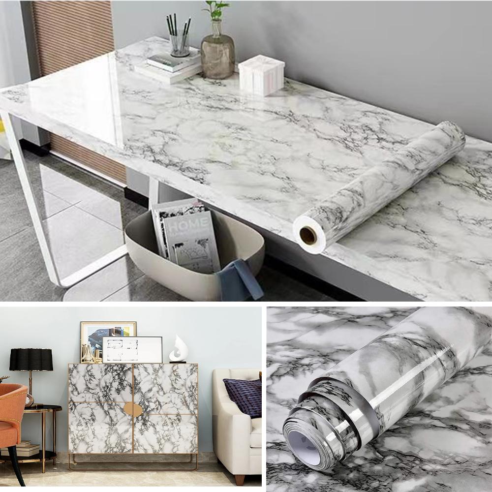 PVC Thickened Waterproof And Oil-proof Marble Wallpaper Self-adhesive Sticker Bathroom Cabinet Cooktop Desktop Decorative Film