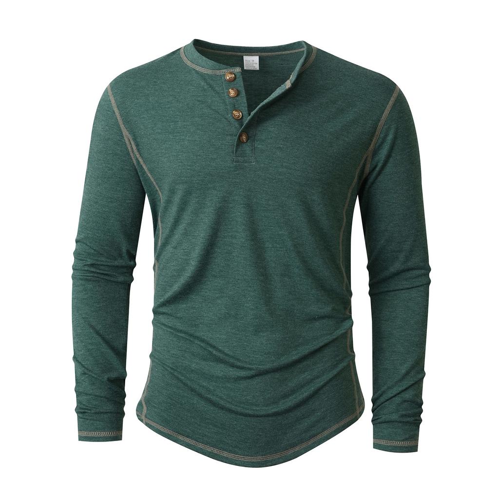 Men'S Button Up Long Sleeved Fashionable Casual Sports Top