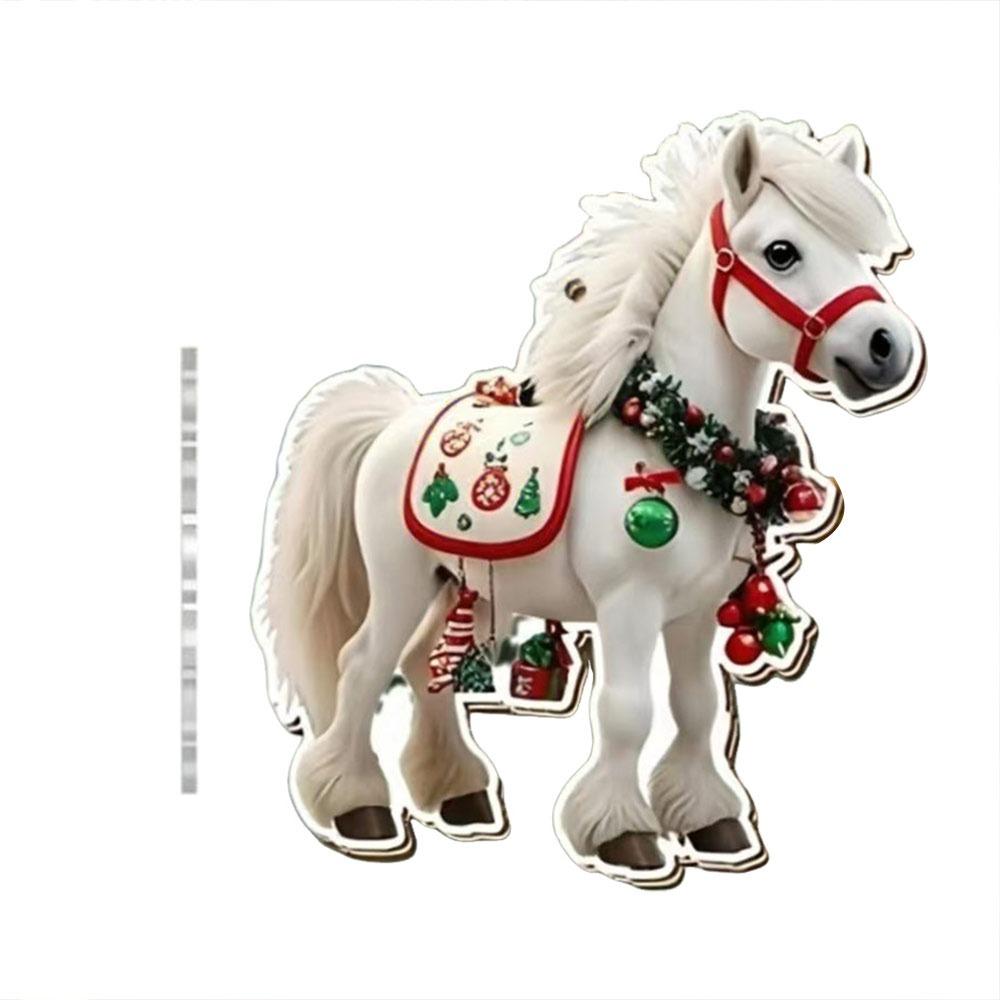 

New Year 2D Flat Christmas Hanging Pendant Ebony Horse Majesty Acrylic Car Horse Pendant Keychain Bag Charms