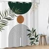 Boho Mid Century Shower Curtain,Sage Green Leaves Abstract Geometric Shower Curta for Bathroom Waterproof Fabric Bathroom Shower Curtain Set with