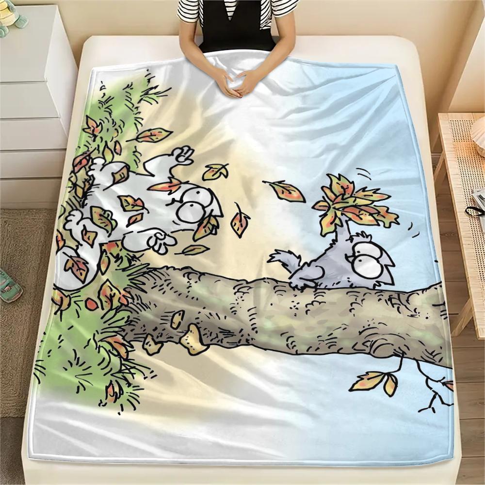 1 Pezzo Coperta in Flanella con Stampa Simon's Cat, Alta qualità Confortevole per Tutte le Stagioni, Decorazione per la Casa, Calore e Comfort, Perfetta per Regali di Natale