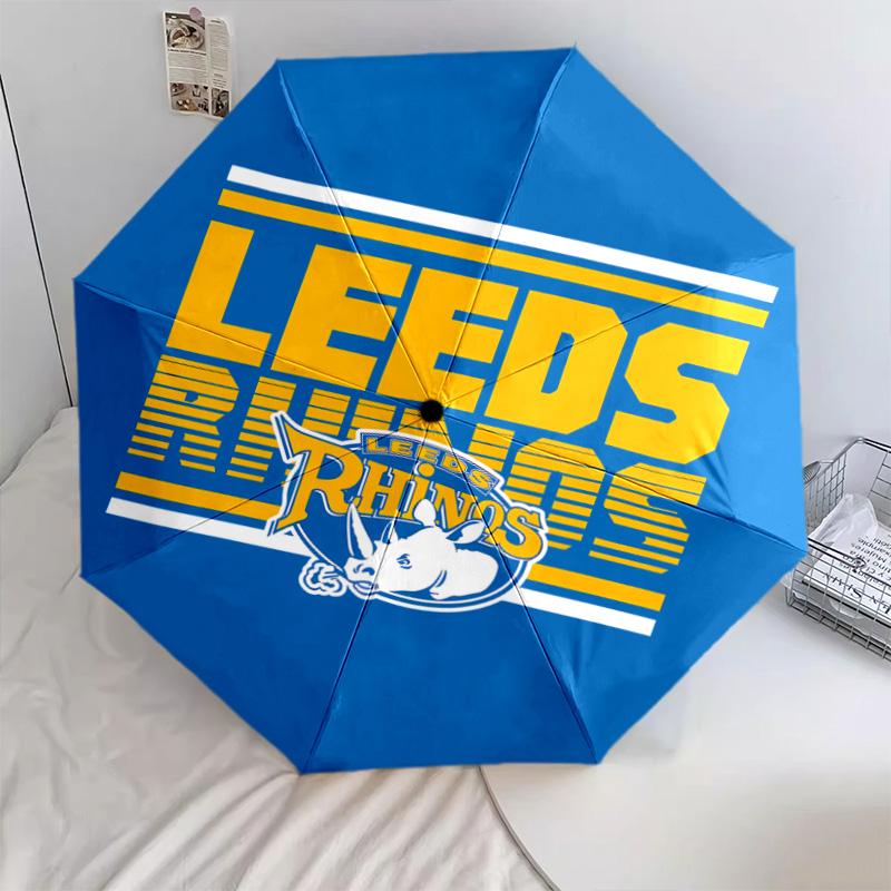 1 PC Automatic Folding Umbrella - Leeds Rhinos Pattern Portable Foldable Design With 8 Ribs Christmas Birthday Gifts