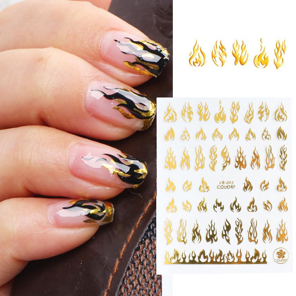 Flame Nail Art Decals for Women Flame Nail Stickers Nontoxic Self Adhesive Nails Manicure Decoration