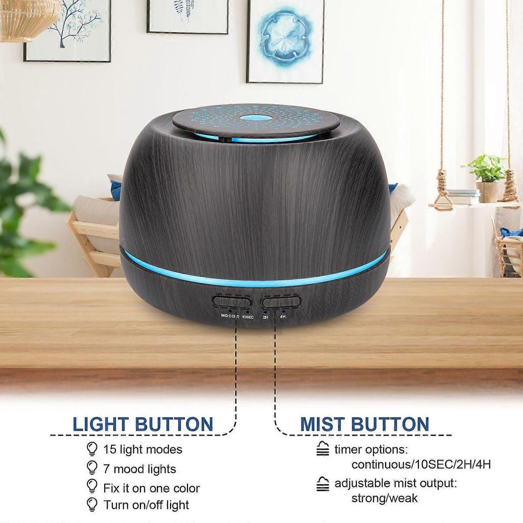 300ML Essential Oil Diffuser, 8 Hour Wood Grain Cold Mist Aromatherapy Diffuser with Remote Control, 7 Color Light Changes. Scented air humidifier for