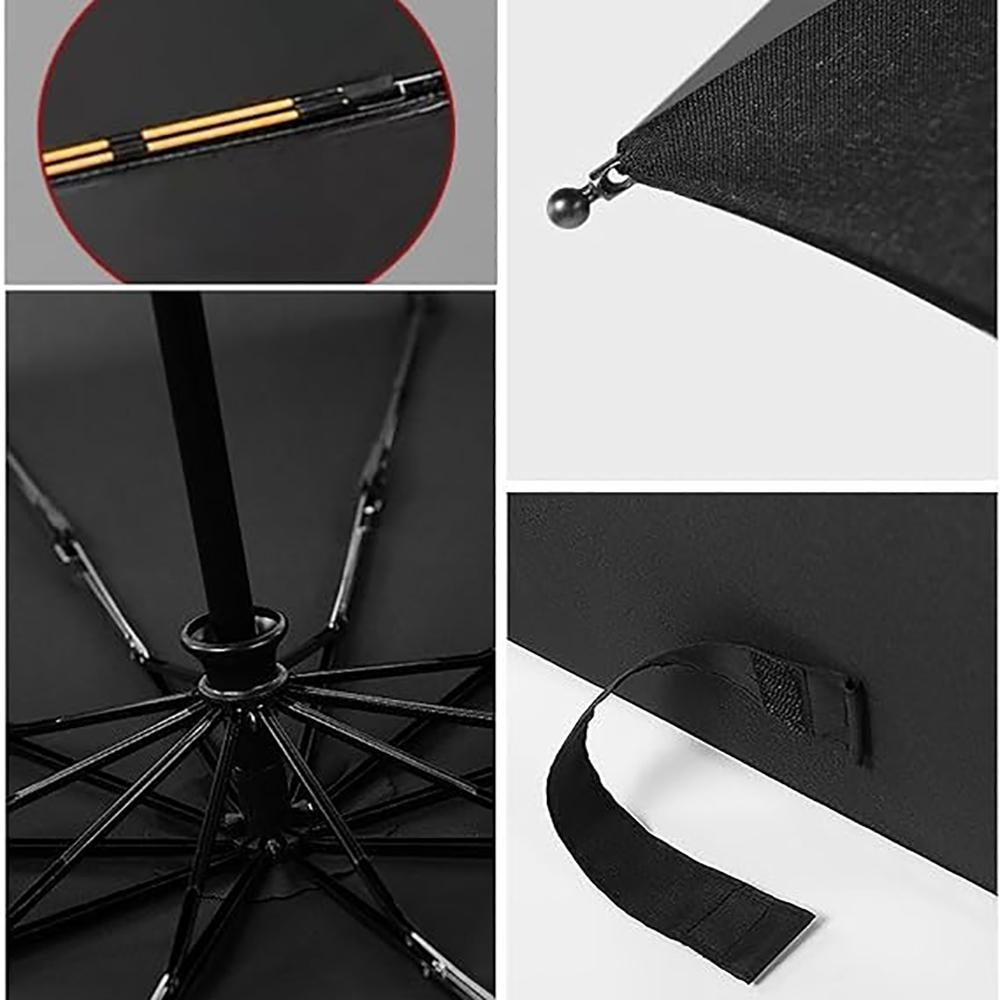 24 Bone Fully Automatic Umbrella Large, Black Rubber Sunshade Umbrella, Sun Protection Umbrella, Folding Sunny Umbrella.zwq