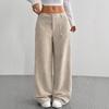 Pantalones de Pana de Pierna Ancha de Cintura Alta con Bolsillos