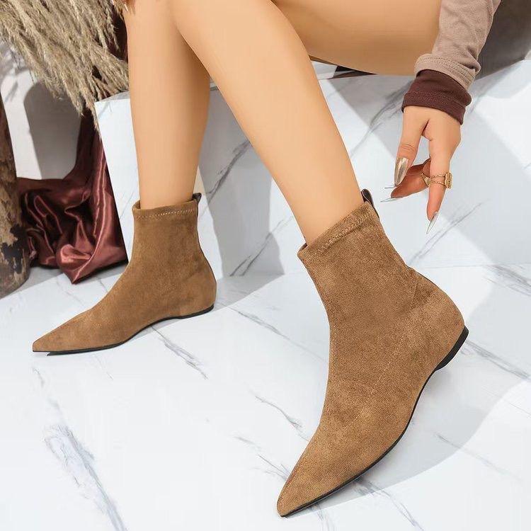 Inner Heightening Atmosphere Pointed Tip Year Simple Boots Sleeve Fashion Boots Short Boots