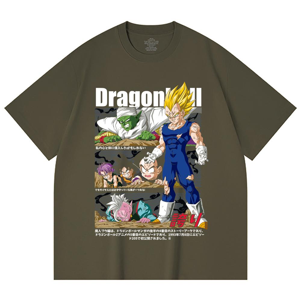 230 Gsm 100% Cotton Dragon Ball V6 Majin Vegeta Print Unisex Heavy Cotton T Shirt