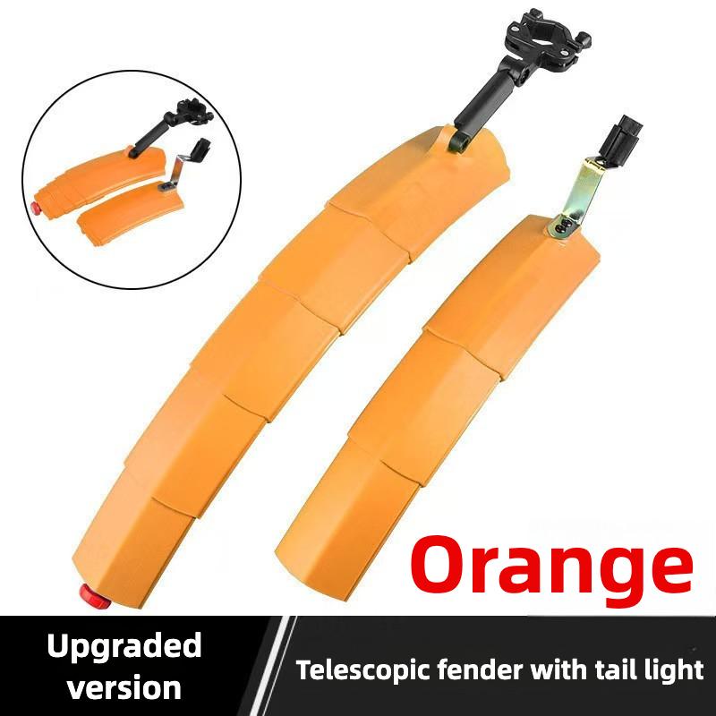 Bicycle Mudguard with Light, Telescopic Foldable Colorful Bike Riding Mudguard, Integrated Taillight Mudguard Equipment оранжевый