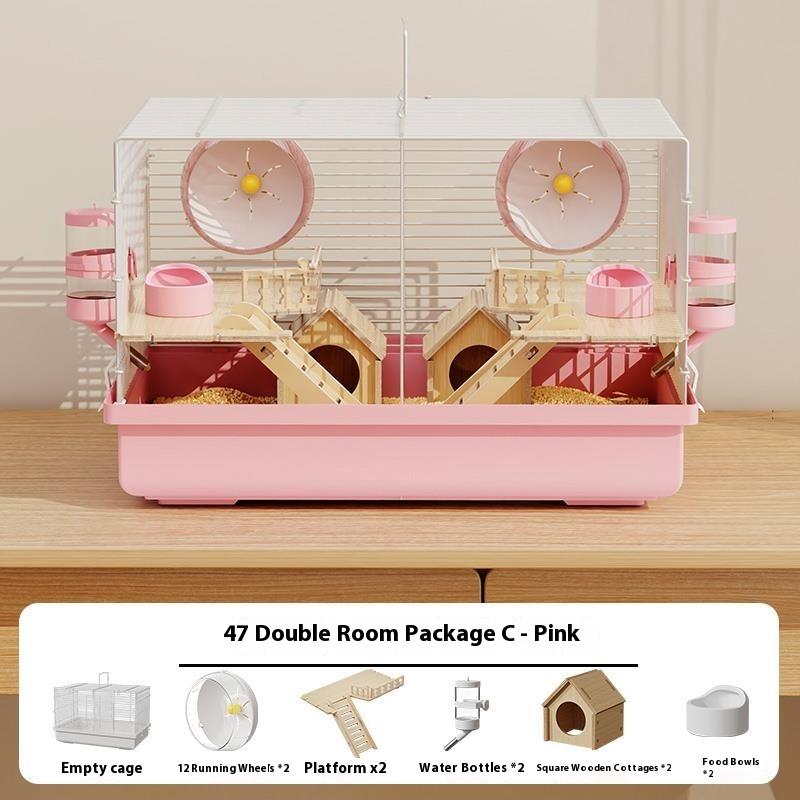 Hamster Split Cage Deluxe Dual Room Breeding Enclosure For Two Small Pets With Separate Spaces 47 Base Habitat House
