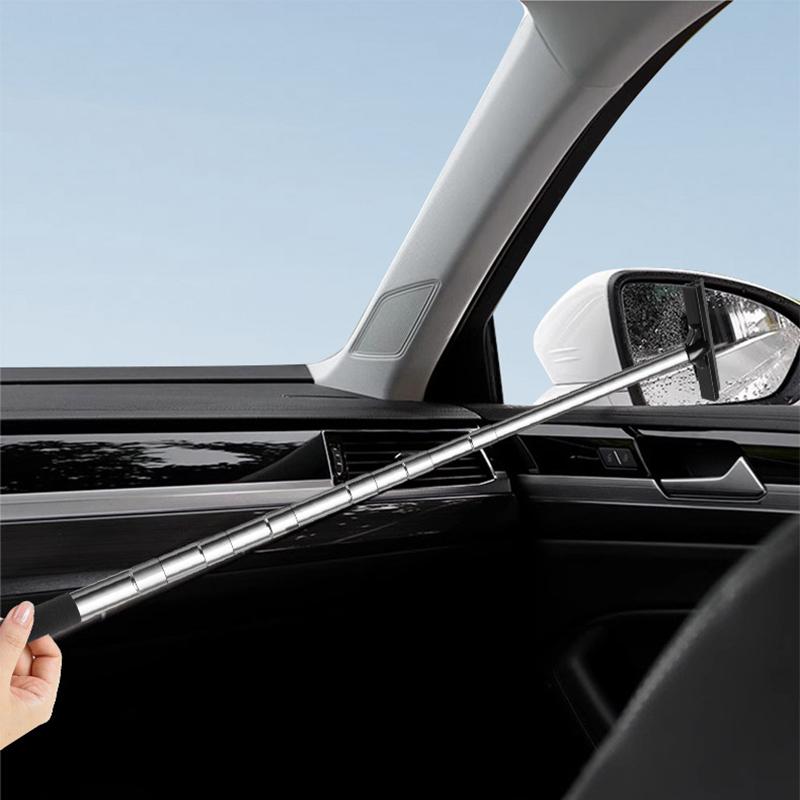 Car Rearview Mirror Wiper Wash Telescopic Cleaning Brush Handheld Wiper Long Handle Cleaning Tool Mirror Glass Mist Cleaner