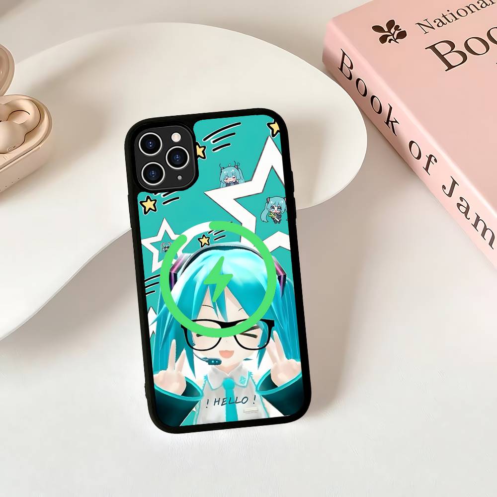 Kawaii H-Hatsune Miku Magnetic Wireless Phone Case For IPhone 17 16 15 14 Plus 13 12 11 Pro Max