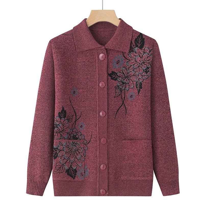 Damen Floral Bestickte Strickjacke mit Knöpfen