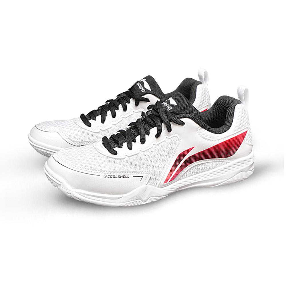 Li Ning Comfortable Simple Shock Absorbing Wear Resistant Breathable Non Slip Low Top Training Shoes Unisex Sneakers White Black Red APTU005-3