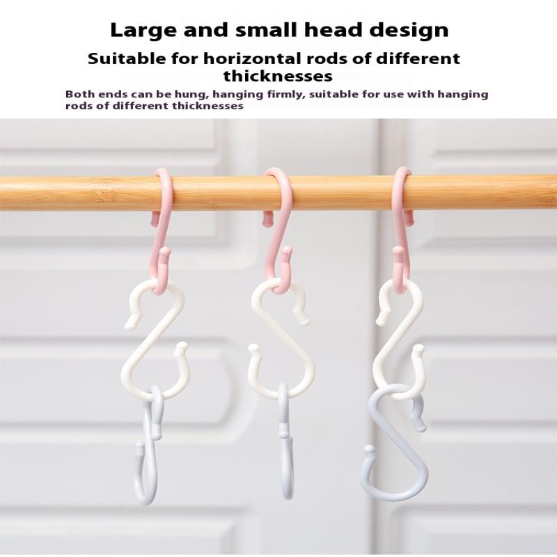 8Pcs S-Shaped Door Behind Hook Multi-Purpose Kitchen Hooks Wardrobe Clothes Cross Bar Universal Portable Bathroom Plastic Hook