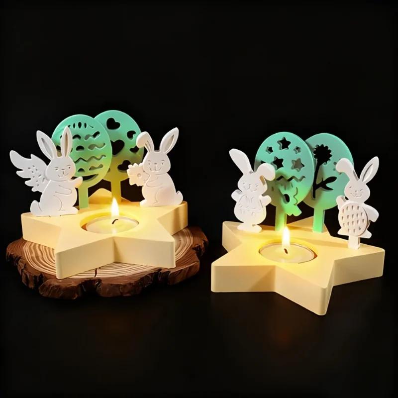 Top Quality Easter Bunny Egg Silicone Mold | Resin Gypsum Candle Handicraft Gift for Festival Decoration Home Desktop Atmosphere