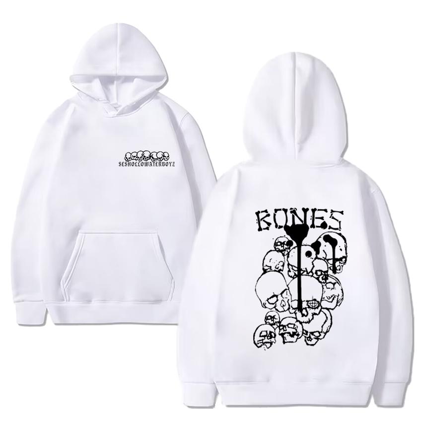 Hot Sale 90s Hip Hop Skull Print Hoodie 2024 Men Women Vintage Y2k Casual Streetwear Unisex Black Fleece Long Sleeve Sweatshirt