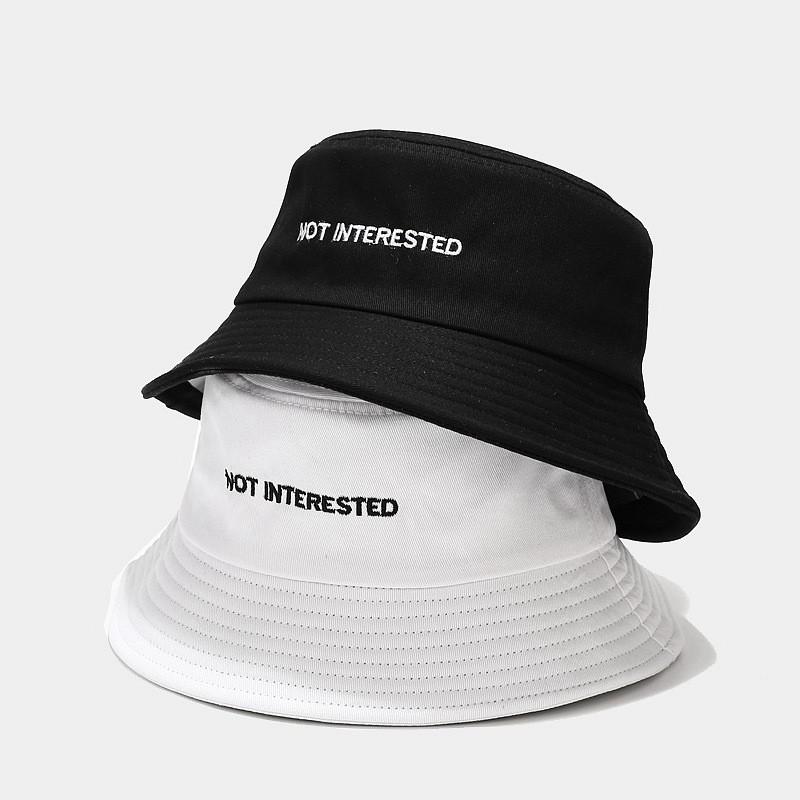 Fisherman Hat Men Women Summer Sun Protection Wide Brim With Embroidered Letters For Outdoor Activities