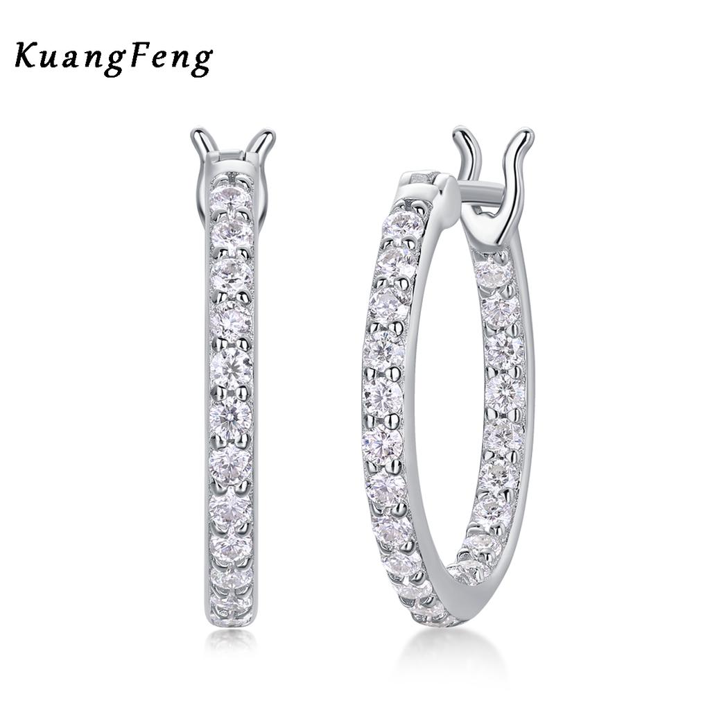 E12978 Fine Quality Custom Women's Fashion Jewelry 925 Silver Lab Diamond Moissanite Hoop Earrings Stylish and Elegant