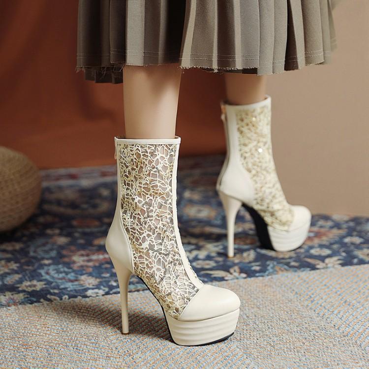 Caiyun Hollow Net Boots Botas de Verano Botas Cool Boots Tacón Alto Tacón  Medio Tubo Beige Botas Blancas Botas Grandes de Mujer Pequeñas comprar a  buen precio — entrega gratuita, reseñas reales