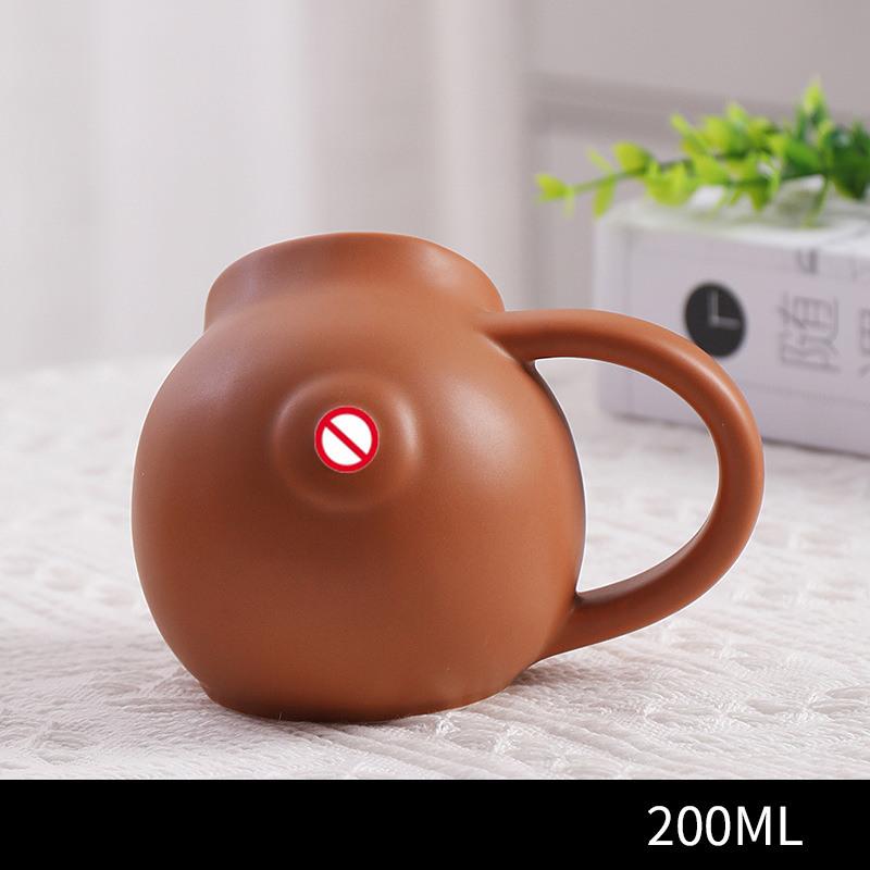 

Women Breast Shaped Funny Ceramic Coffee Mug With Handle Female Boob Tilted Cup 200ml оранжевый