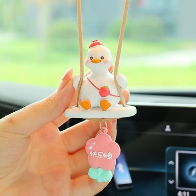 Creative Car-mounted Cute Swing Duck Pendant, Cartoon Duck, Peace Wind Chime Rearview Mirror Car Accessory