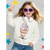 Kids Sweatshirt Crewneck Sweatshirt for Kids Featuring a Heart-Shaped Ice Cream Cone Design, Suitable for Machine Washing