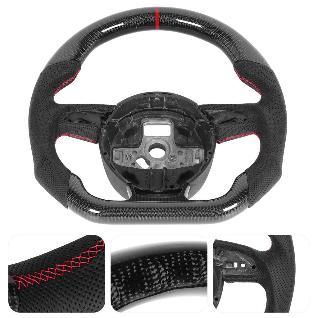 Carbon Fiber Steering Wheel Nappa Perforated Leather Fit for B8.5 RS3 RS4 RS5 RS6 RS7 20132016