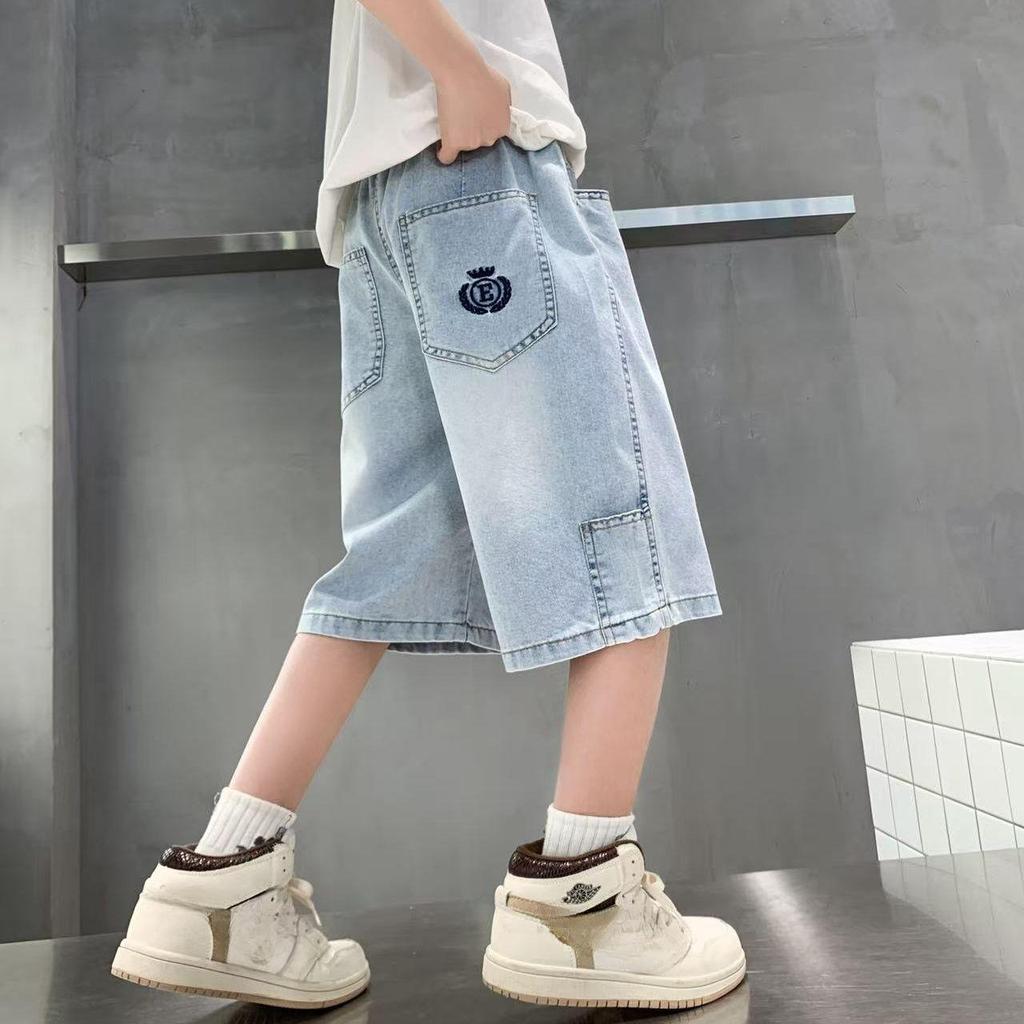 Boys' Summer Pants Children's Cropped Pants Ultra-thin Jeans Soft Denim Pants