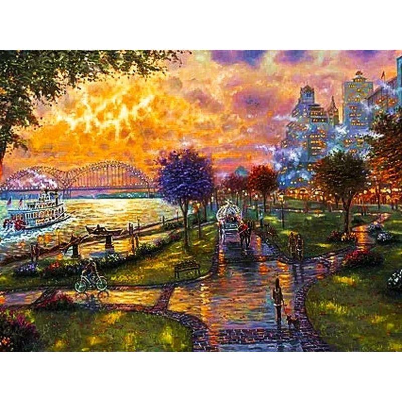 Broderie cu Diamante Peisaj Urban Pictură cu Diamante Mozaic Pătrat Complet Rotund Peisaj Burghiu Stras Imagine Artă