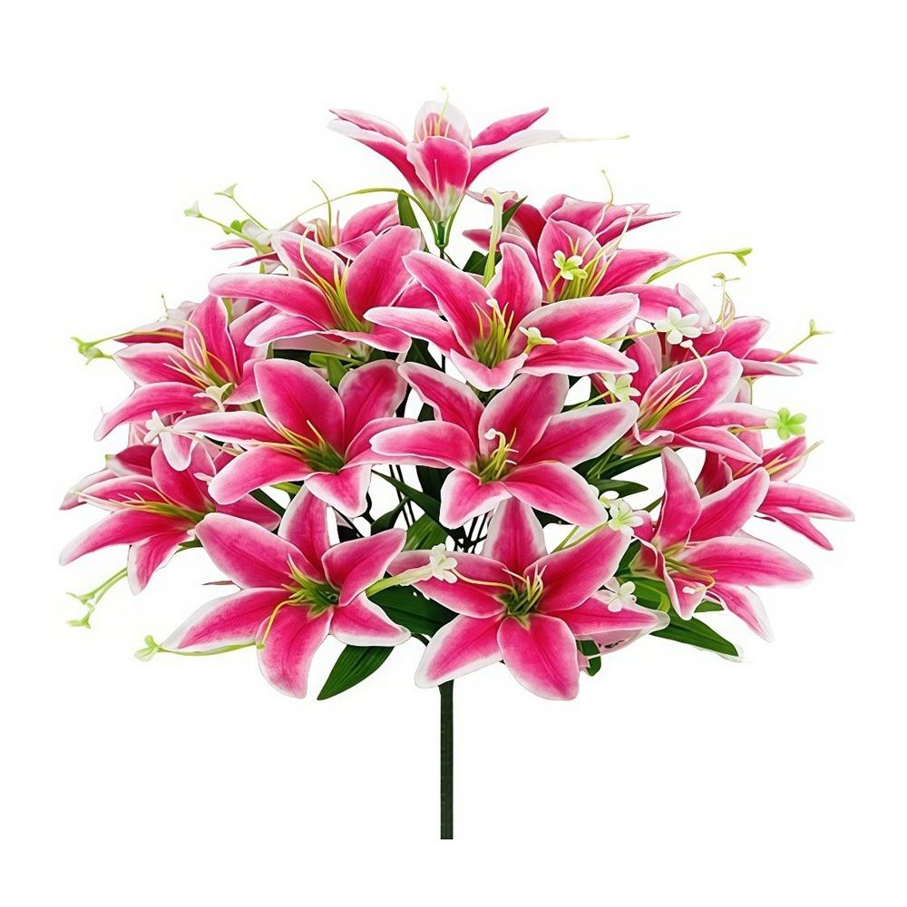 

18 Heads Artificial Lilis DIY Flower Realistic Fake Flowers Floral Arrangement Plastic Flower Bouquet Photography Props розы красного