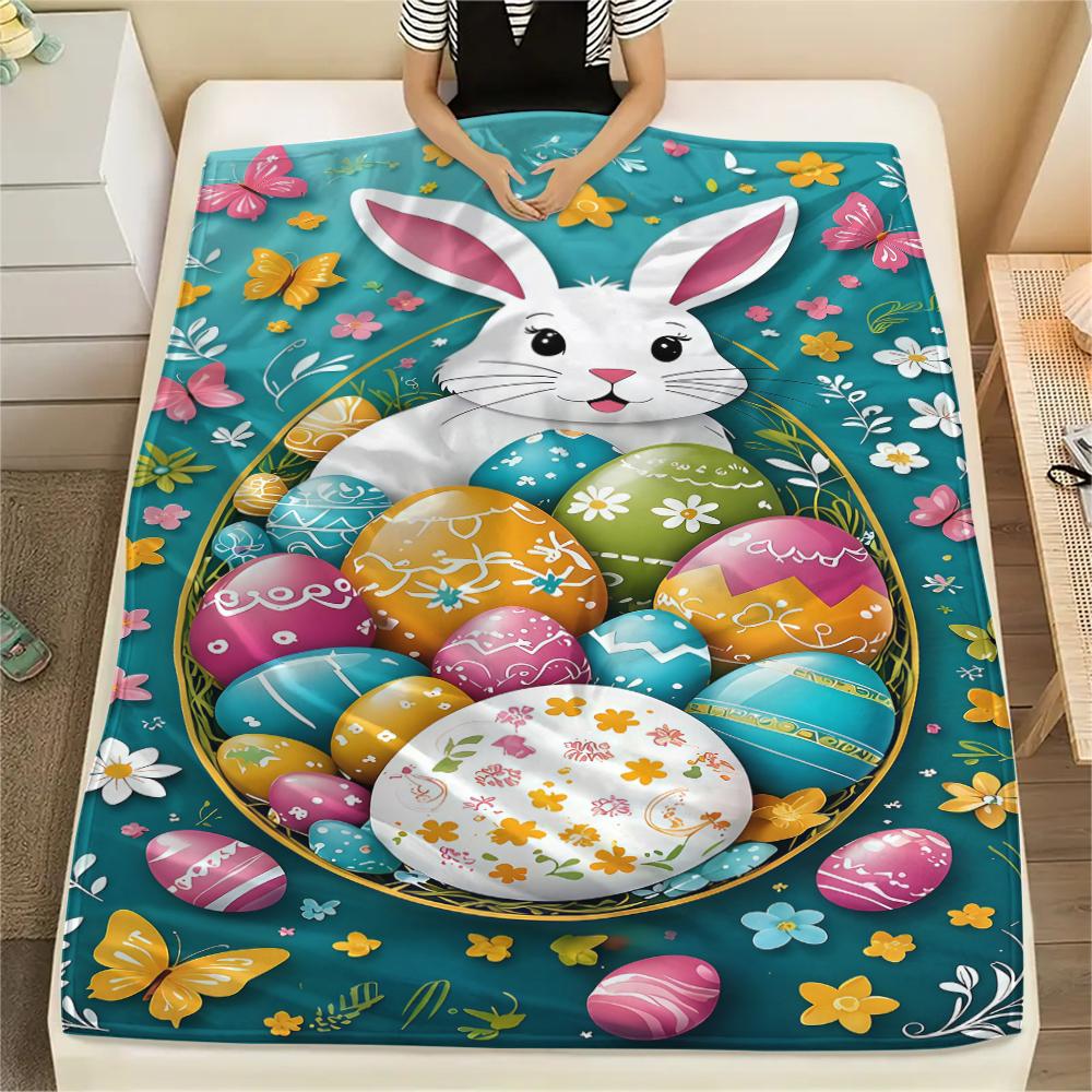 Easter Egg Print Flannel Blanket,High Quality Comfortable for All Seasons,Home Decor,Warmth and Comfort,Perfect for Christmas Gifts