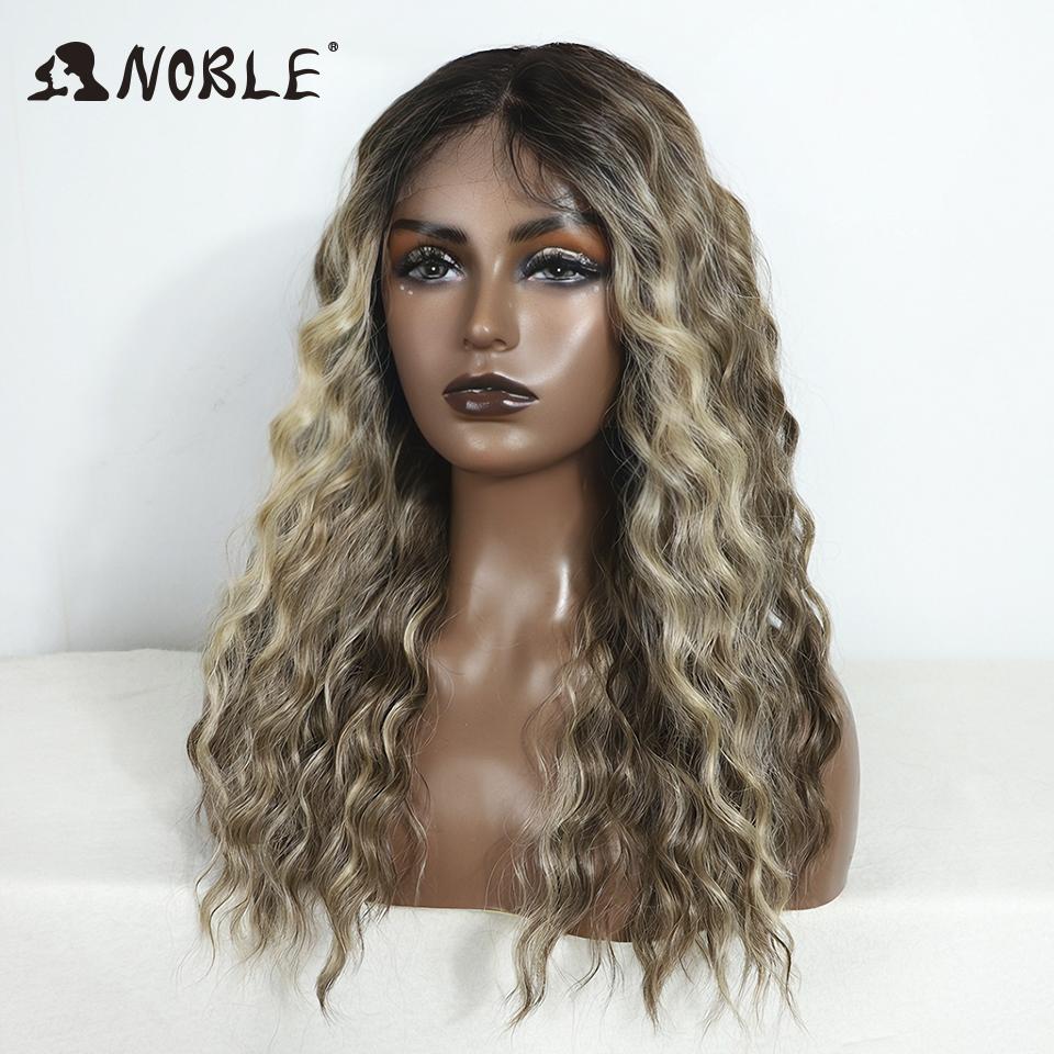Noble Synthetic Lace Front Wig Long Curly 20 Inch Long Medium Part Lace Wig For Women Lace Front Wig Ombre Blonde Cosplay Wig