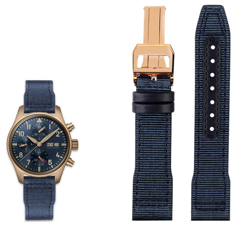Klasyczny 20/21/22mm Wysokiej jakości nylonowy pasek do zegarka ze skóry cielęcej Pasuje do IWC Pilot SPITFIRE MARK18 Portofino TOP GUN IW389101 Pasek do zegarka