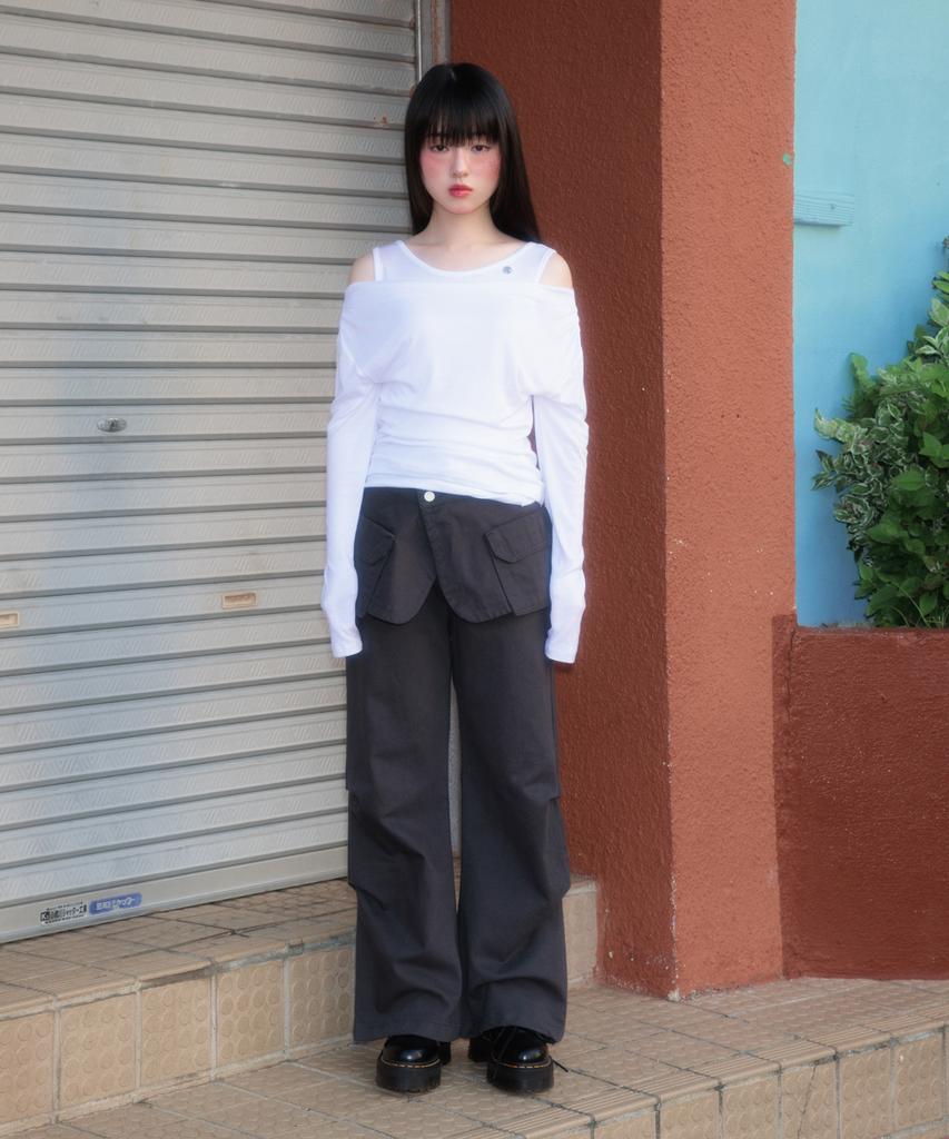 ROSEFRANTZ Layered Shirring Long Sleeve [Ivory]