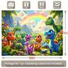 Polyester Cartoon Dinosaur Backdrop, Rainbow Jungle Kids Party Background Banner for Birthday & Baby Shower
