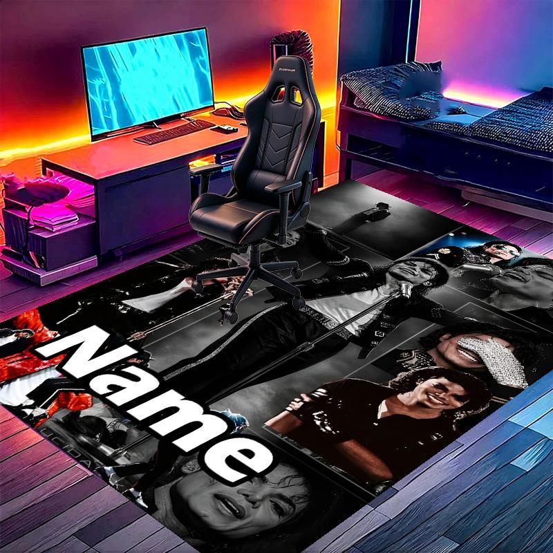 Custom Name Personalized Michael Jackson Print Carpet, Versatile Home Decor Rug, for Playroom, Apartment, Balcony, Entryway, Hallway Gift