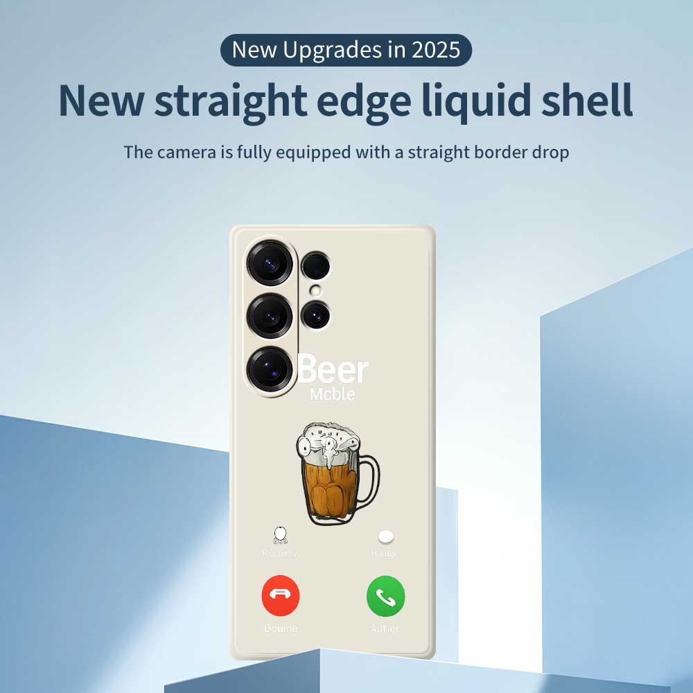 For Samsung Galaxy S25 Ultra Case Beer Pattern Printing Straight Edge TPU Phone Back Cover