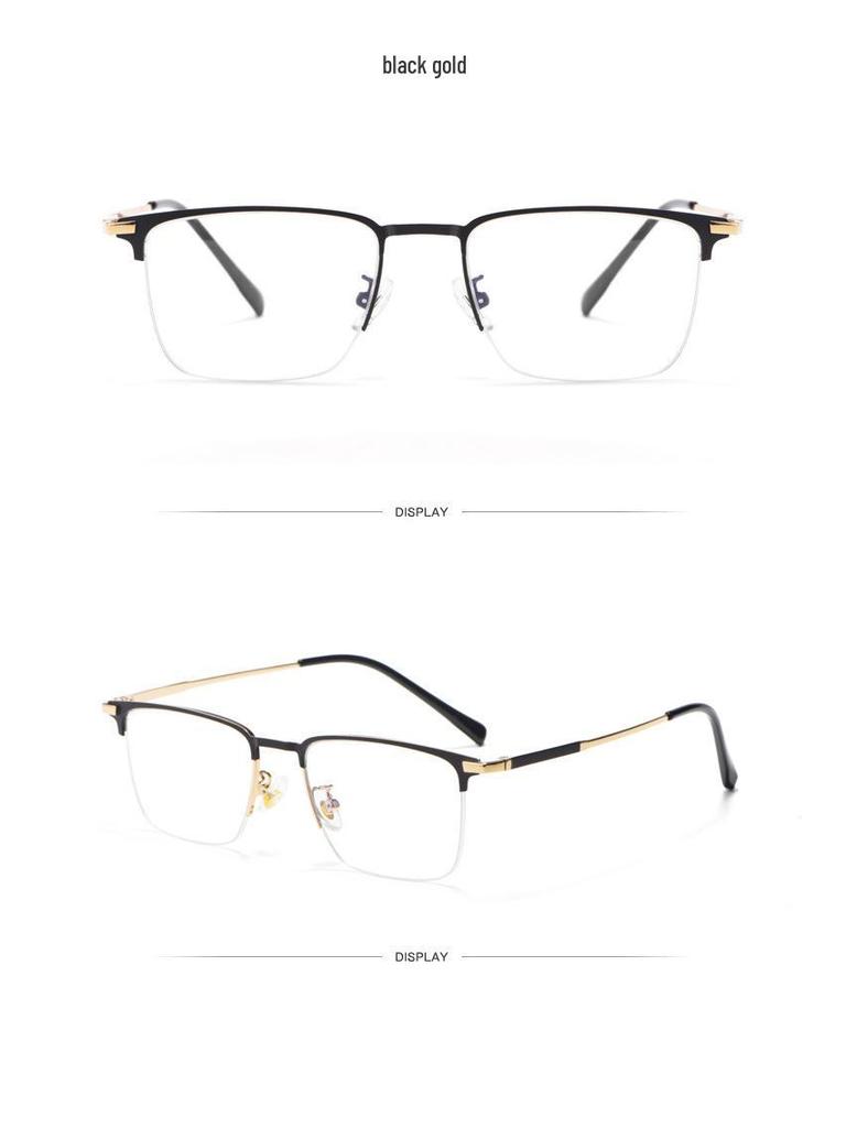Ultra-Light Men's Half-Frame Alloy Myopia Glasses - Retro Metal Design